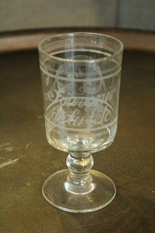 Gammelt Fransk souvenir glas 
"Souvenir de la Feté"