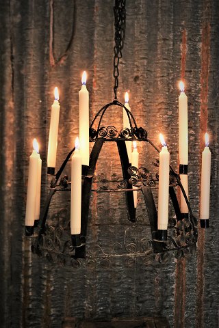 Swedish 19th century chandelier in black painted metal with a really fine and 
charming patina...