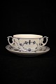 Royal Copenhagen Blue Fluted Plain Bouillion Cup 
with handle and with saucer. Dia:10,8cm.
RC#1/2199.