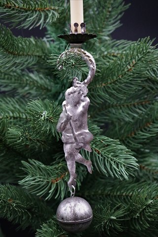 Gammelt juletræs pynt , Engle lysholder i blik fra sidst i 1800 tallet.Højde: 20cm.