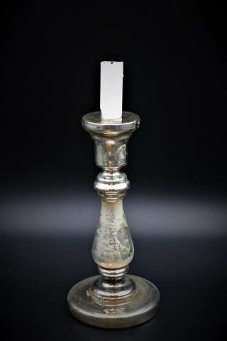 Candlestick in Murcury glass from the 1800 century with fine old patina. Height: 
21,5 cm.