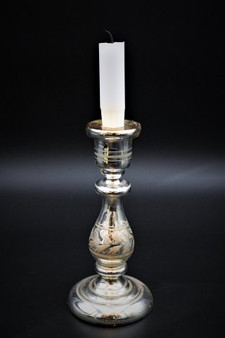 Candlestick in Mercury glass from the 1800 century with fine old patina. Height: 
19cm.