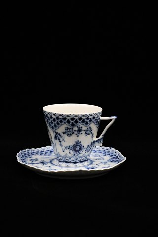 Royal Copenhagen Blue Fluted Full Lace chocolate cup with saucer. 
RC# 1/1036.
