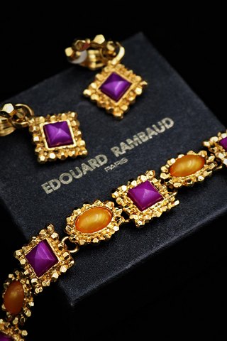 Franske vintage smykker fra 80érne fra Edouard Rambaud , halskæde og ørenringe....