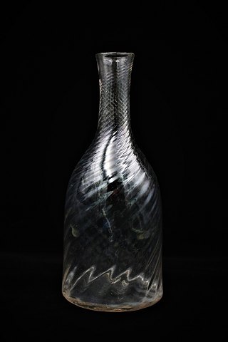 Swedish 1800s mouth blown water carafe in twisted glass....