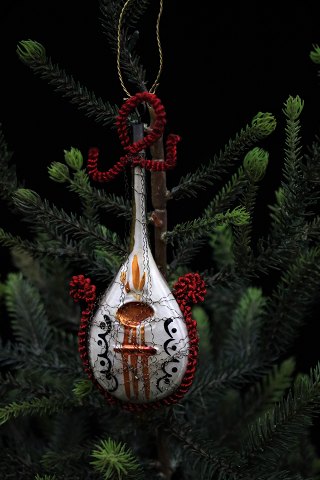 Gammel glas juleornament i form af mandolin fra omkring 30érne...
