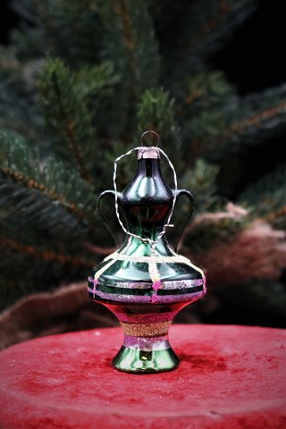 Gammelt glas juleornament / juletræspynt , Krukke fra omkring 1920-50...