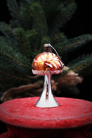 Gammelt glas juleornament / juletræspynt , lampe fra omkring 1920-50. ..