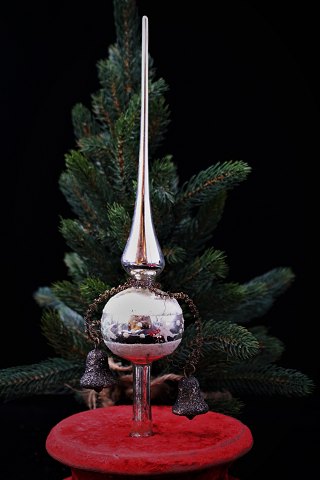 Gammelt glas juleornament / juletræspynt i form af top spyd til toppen af juletræet...