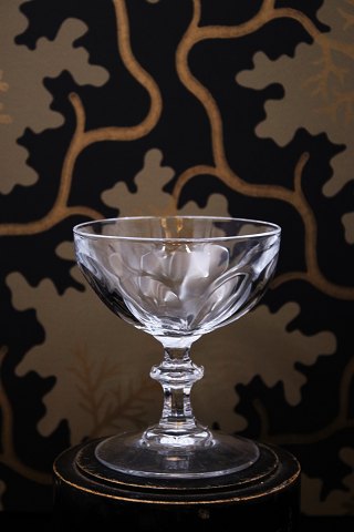 Old champagne bowl in crystal glass with fine single grinding...