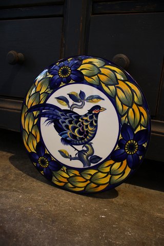 Royal Copenhagen Blue Pheasant cake plate / cheese plate on foot...