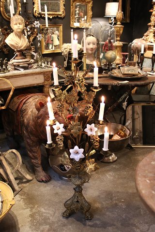 Antique, decorative French candlestick  in bronze with space for 7 candles from 
the 19th century...