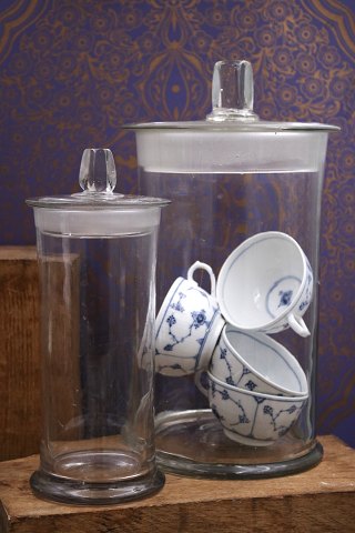 Antikke franske bolsjeglas “pot á bonbon” i mundblæst glasmed låg og fin knop...