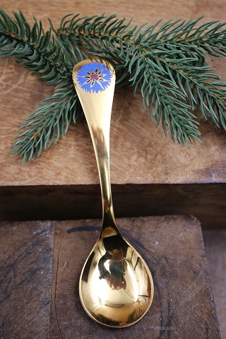 Års juleske fra Georg Jensen (1972)i forgyldt sterlingsølv med emalje blomst...
