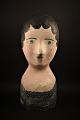 Antikt fransk paryk hoved ( Millinerey head ) fra 1800 tallet i bemalet pap-maché.H:38cm.