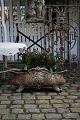 Stor gammel fransk blomster jardiniere i jern med fin patina.H:27cm. L:60cm. B:25cm.