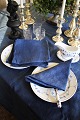 6 pieces. old french damask woven linen napkins in fine blue color with checkered pattern. 50x48cm.