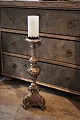 Antique 1800 century French silver-plated altar candlestick in wood with a really nice patina. Height:57cm.