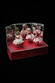 Old French 1800s mechanical toy in the form of 4 little ballet girls in fine ballet dresses dancing to music in dance studio..