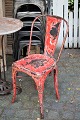 Sjælden , original  gammel fransk Tolix desingstol i metal med rød original farve med en super fin patina.....