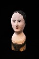 Original, antique French wig head (Millenerey head) from the 19th century in painted papier-mâché...