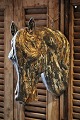 Decorative old French "horse head" in zinc with a super fine patina and remnants 
of old gold painting...