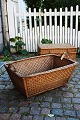 Old French linen wicker basket with handle...