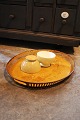 Fine, old oval serving tray with yellow original colour, fine patina and hollow 
pattern along the edge...