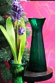 Old hand-blown Hyacinth glass in dark green colour...