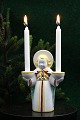 Aluminia Christmas angel holding 2 small Christmas candles...