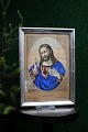 Old 19th century silver frame (wood coated with silver) with a fine old picture 
of Jesus...