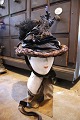 Old French vintage hat from around 1910 in black/brown with silk flowers, 
pearls, feathers and ribbons.