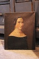 Dekorativt 1800 tals portræt af kvinde , oliemaleri på lærred...