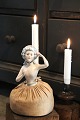 Decorative old French half doll in porcelain from the 20s with fabric dress / 
pillow (old pincushion)