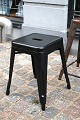 Original old French Tolix stool in black painted metal with a fine patina...